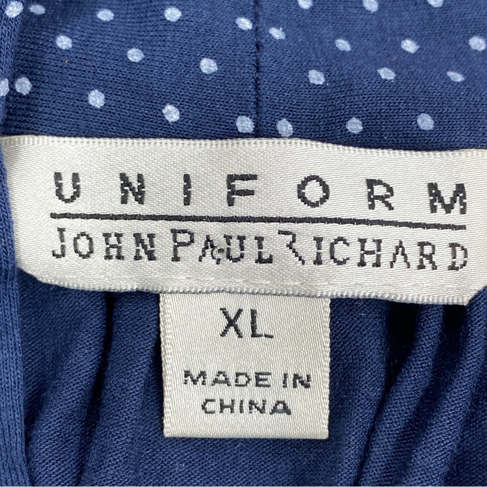 Uniform John Paul Richard Polka Dot Tie Neck Halter Top Shirt Blue White XL - Picture 9 of 11